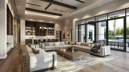 Elegance of a modern luxury lounge interior at apartment or hotel.