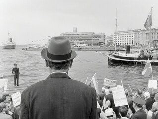 A Man in a Hat Watches a Boat Parade in Copenhagen