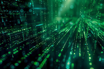Abstract green digital data stream visualization
