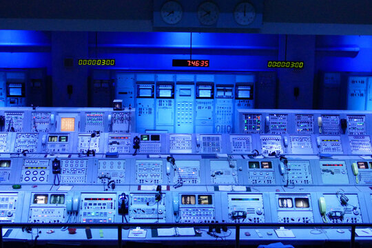 Lots of instruments inside Space Shuttle at museum in Kennedy Space Center, Florida