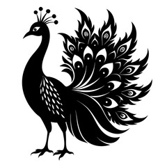 Peacock black silhouette