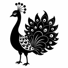 Peacock black silhouette