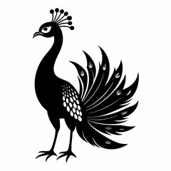 Peacock black silhouette