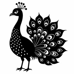 Peacock black silhouette
