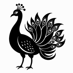 Peacock black silhouette