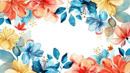 Obraz premium Colorful floral frame ideal for various designs Raster graphic for ads flyers web weddings invites and cards