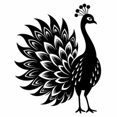 Peacock black silhouette