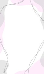 Cute Fluid Minimalist Girly Abstract Flat Colorful Background Wallpaper. Summer frame, brush shape abstract, hand drawn lines, spots, graphic illustration in soft colours.