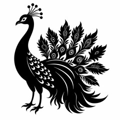 Peacock black silhouette