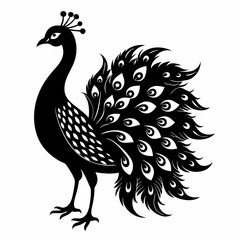 Peacock black silhouette