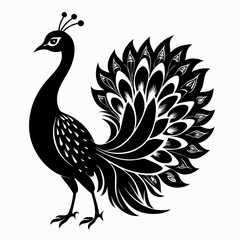 Peacock black silhouette
