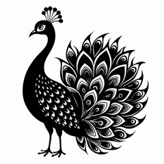 Peacock black silhouette