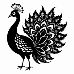 Peacock black silhouette