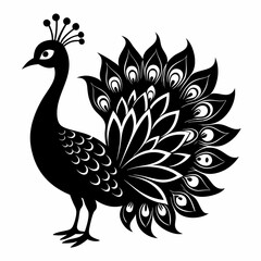 Peacock black silhouette