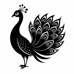 Peacock black silhouette