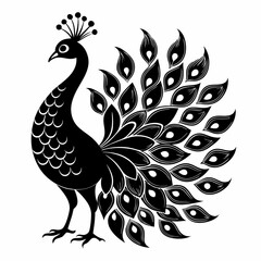 Peacock black silhouette