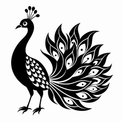 Peacock black silhouette