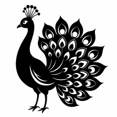 Peacock black silhouette