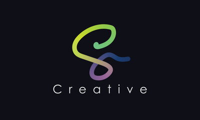 Obraz premium Abstract letter S logo design template. Colorful gradient line global wave bend creative sign logotype