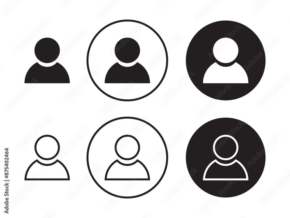 Poster user icon set, user profile icon set, generic anonymous social media web user account profile symbol