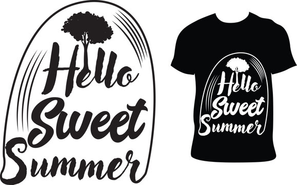 Hello Sweet Summer Vector T-Shirt Design