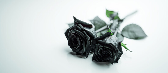 Black roses on white background