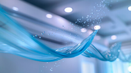 Modern air purification system with airflow and water particles