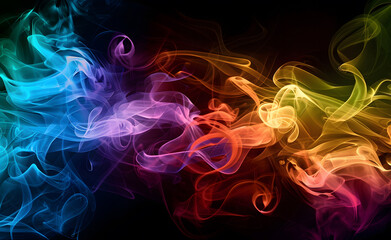 Fototapeta premium Color wheel-like paint flows in a rainbow color spectrum in mid-air, on a dark grey background design