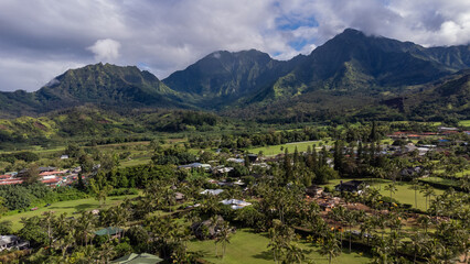 4K drone video of the island of Hawaii over the beaches of Lihue, Kauai. Near Waikiki Beach, Na Pali Coast, Haleakala National Park, Moloka'i's Kalaupapa