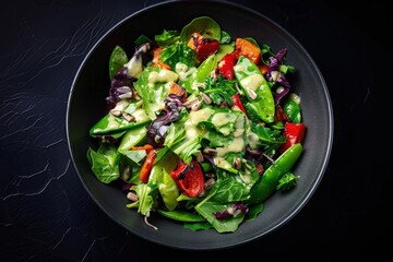 Vibrant 3-Color Salad with Maple Vinaigrette on Bed of Greens