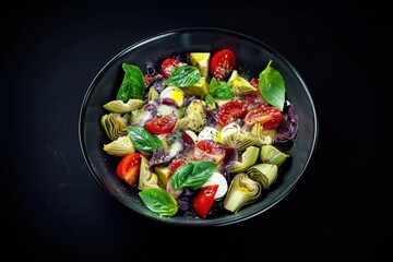 Beautiful Caprese Platter with Marinated Artichoke Hearts and Fresh Mozzarella