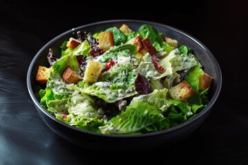 Elegant Caesar Salad with Crispy Croutons and Creamy Lemon Dressing