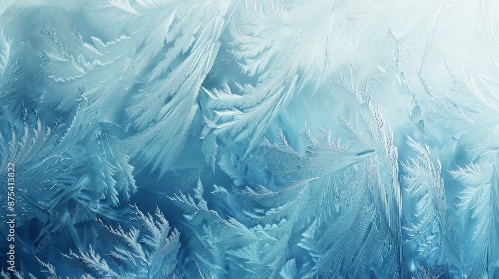 Poster this image captures fractal-like frost patterns on a window formed during winter, showcasing the del