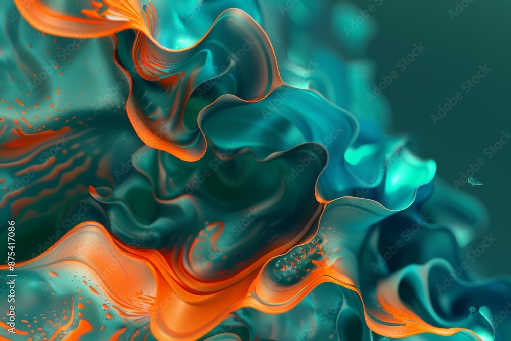 Aufkleber a beautifully composed digital artwork portraying smooth, fluid swirls in teal and orange, evoking a