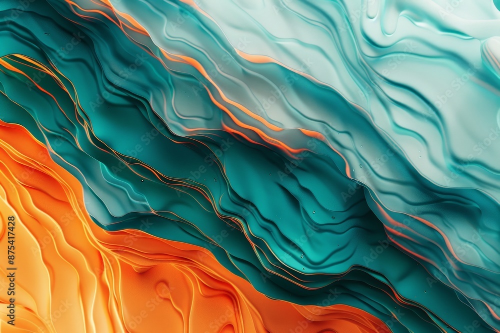 Poster this image presents complex abstract layers with dynamic teal and orange lines, offering a rich, tex