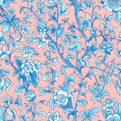 Fototapeta premium Botanical Floral Grid Pattern for Home Decor