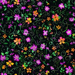 Simple and Timeless Floral Repeat Pattern with Red, Blue, and White Flowers
