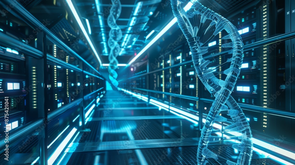 Aufkleber futuristic data center with advanced dna data storage technology for cutting-edge digital solutions