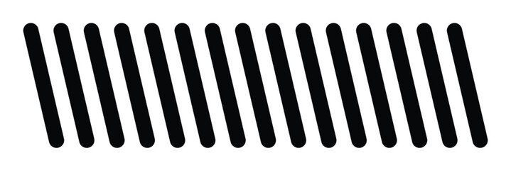 Slash line. Border with diagonal lines. Angle of tilt stripes. Black pattern of footer isolated on white background. Vector illustration in eps 10.