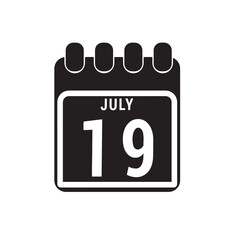 Calendar displaying day 19 ( nineteenth ) of the July - Day 19 of the month. illustration
