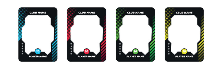 Trading card template design for sports, picture frame for player performance, photo frame or border collection for hockey, basketball and football player, sports flyer design, template eps 10.	