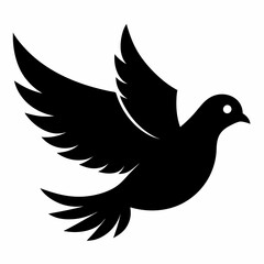Dove vector illustration, bird  isolated on white, dove silhouette, dove of peace vector art
