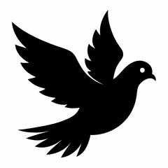 Dove vector illustration, bird  isolated on white, dove silhouette, dove of peace vector art