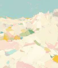 Fototapeta premium Minimalist Abstract Painting of Open Field in Soft Pastel Colors