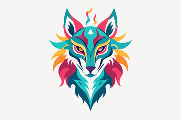 Mythical wolf tattoo style. vector style, t-shirt design. light strokes, paint dripping vector illustration 