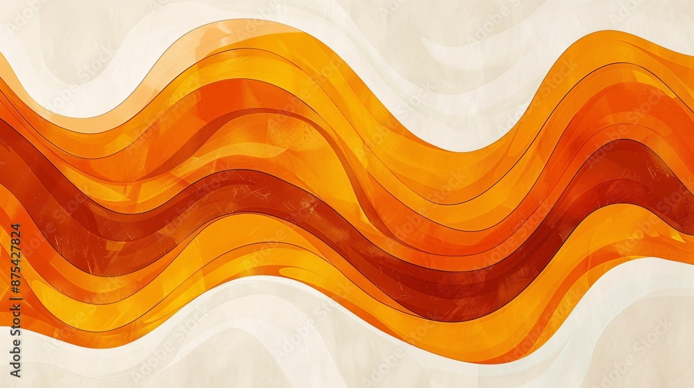 Poster abstract wavy orange and yellow pattern with fluid lines and gradient colors