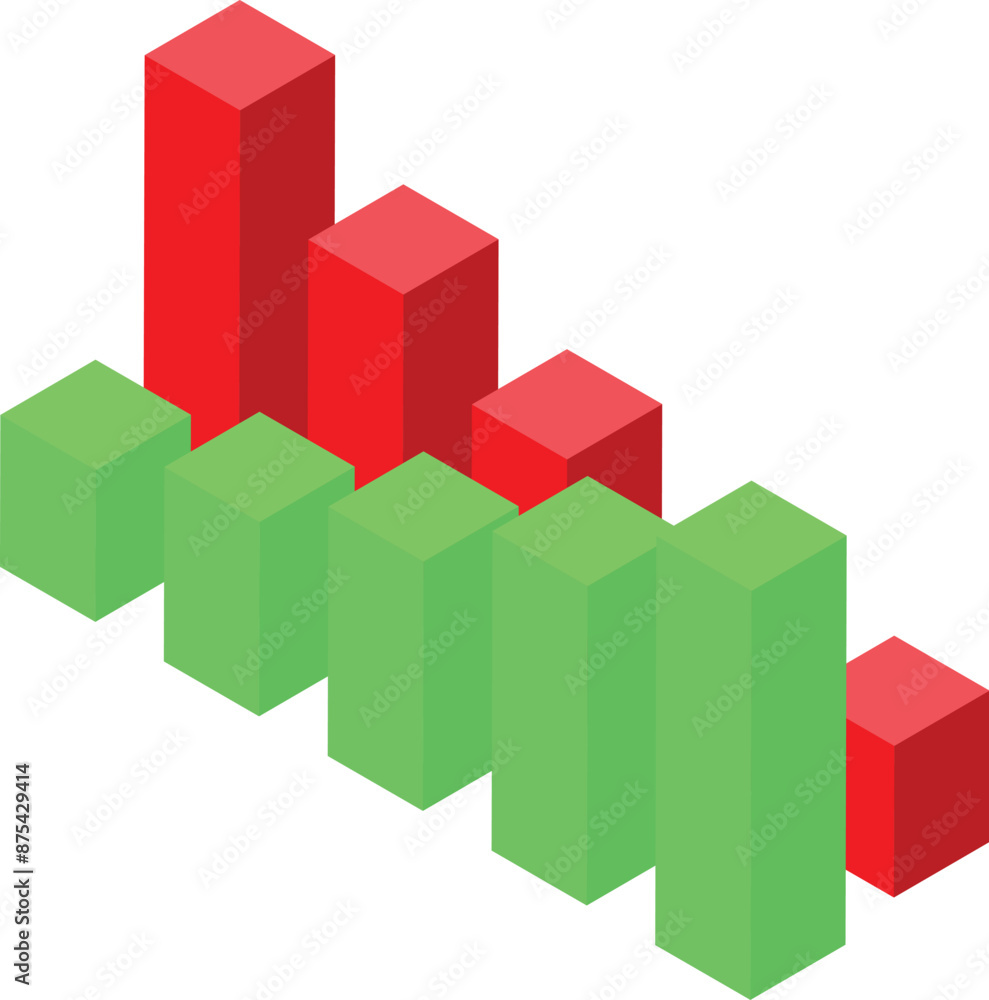 Aufkleber 3d bar chart representing financial data showing a decreasing trend