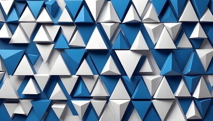 Fototapeta premium Modern 3d triangle shape design background with matellic white and blue colours