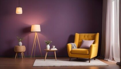 A quaint reading nook with a comfortable armchair, a floor lamp, a small bookshelf, and a window with sheer curtains.