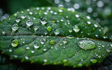 water drops on leaf